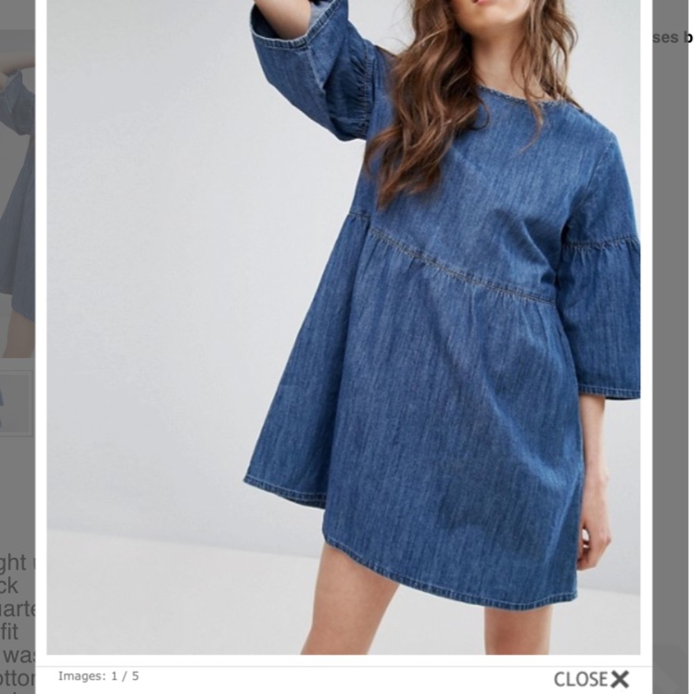 Pull&Bear Ruffle Sleeved Denim Dress size S